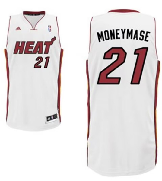 Men's Miami Heat #21 Moneymase White nickname Stitched Basketball Jersey Men's Miami Heat #21 Moneymase White nickname Stitched Basketball Jersey